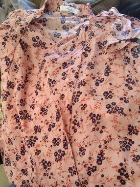 Floral Ruffle Blouse in Blush Pink